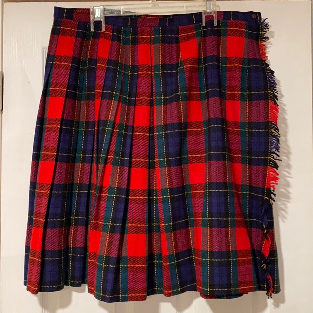 Tartan Wrap Around Skit Red Blue Green Plaid